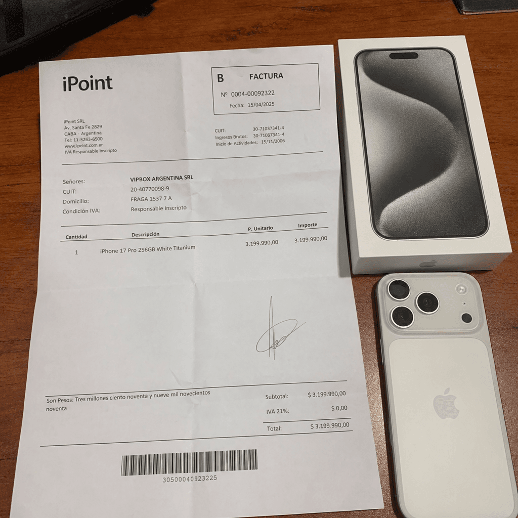 Factura legal del premio comprado por VIPBOX