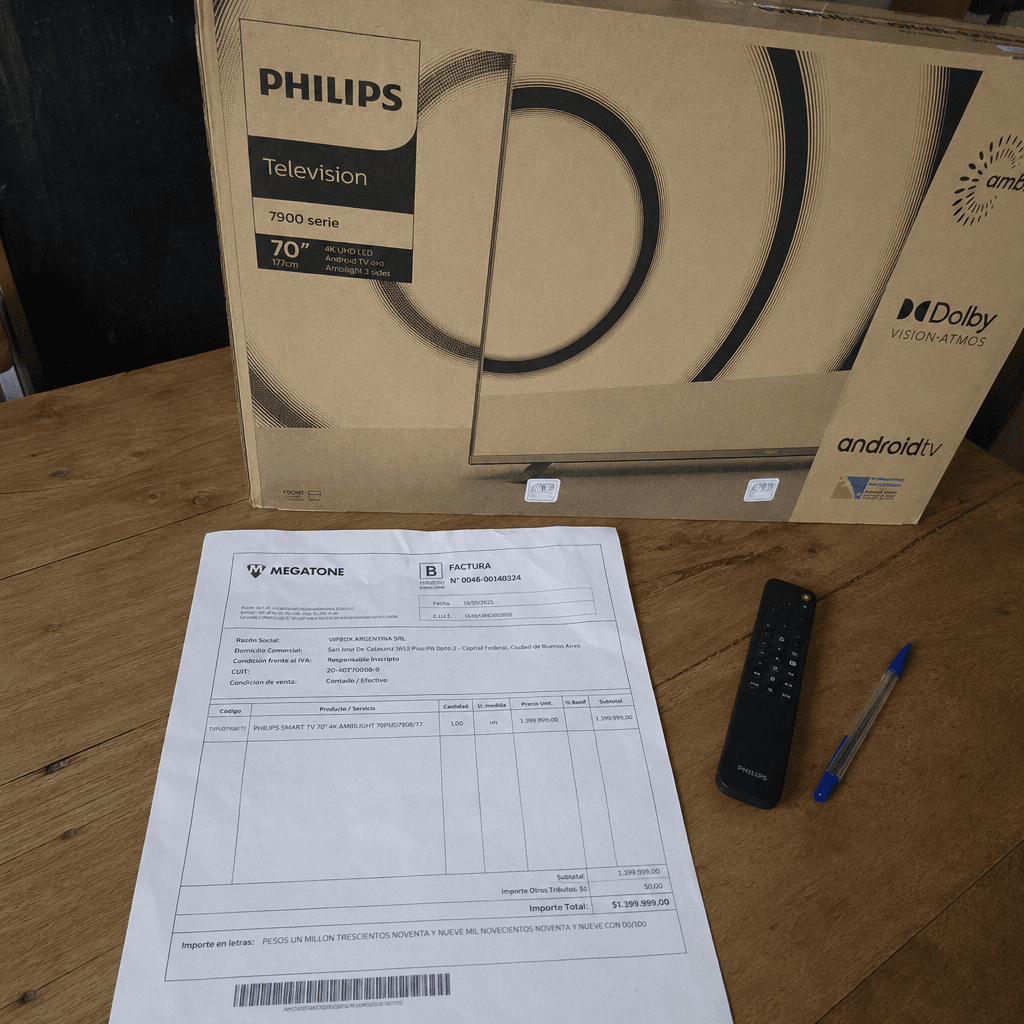 Factura legal del premio comprado por VIPBOX