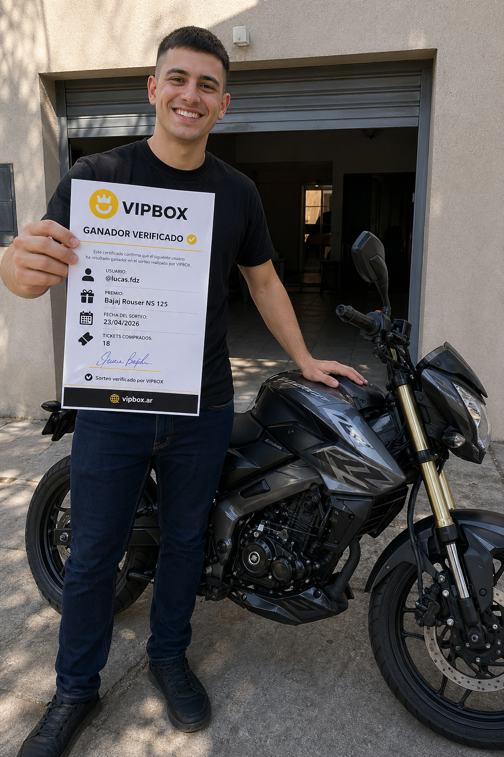 Diego M. ganó Moto Bajaj